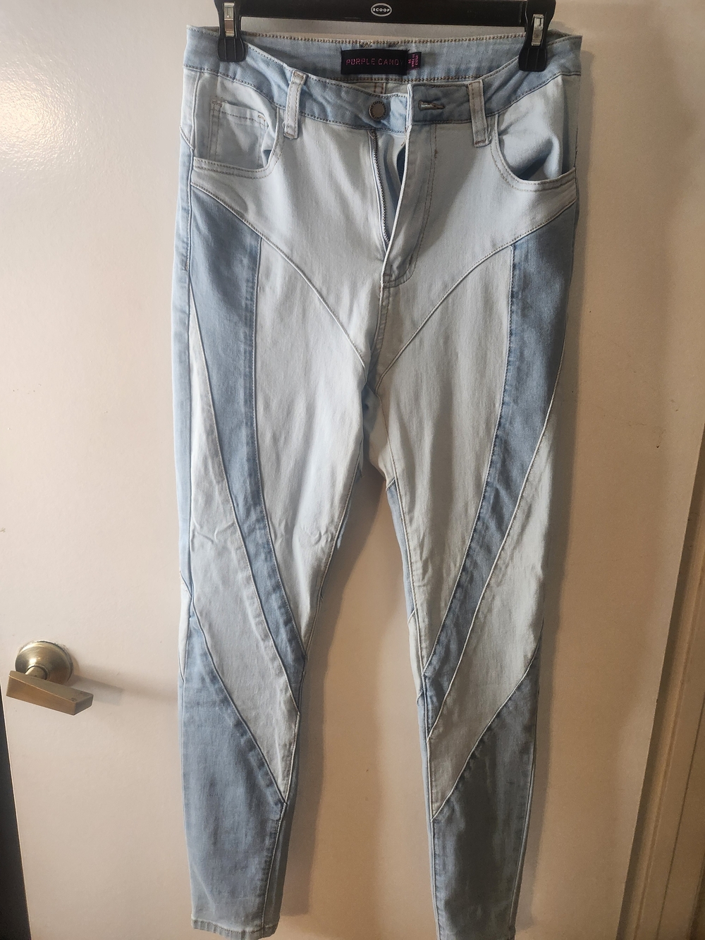 Light Blue Two-Tone Skinny Jeans